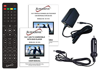 Supersonic 15 Inches SC-1512 720p 60Hz LED TV-DVD Combination