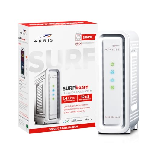 CommScope SB6190 1 Port Cable Modem DOCSIS 3.0 800 Mbps Ethernet White