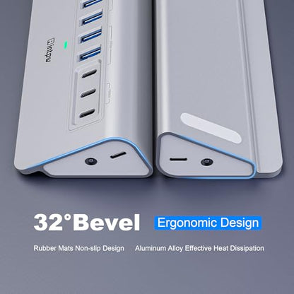 intpw 9 Port USB Hub USB 3.2 Fast Charging 10Gbps Powered Aluminum Model YH6AC