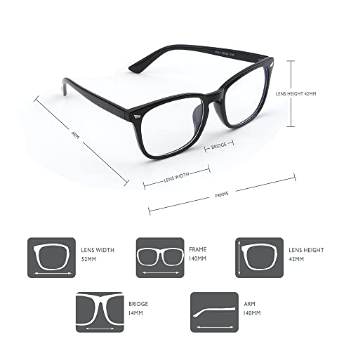 AFNWQI 52mm AFNWQI21654 Blue Light Blocking Glasses, Square, Full Rim