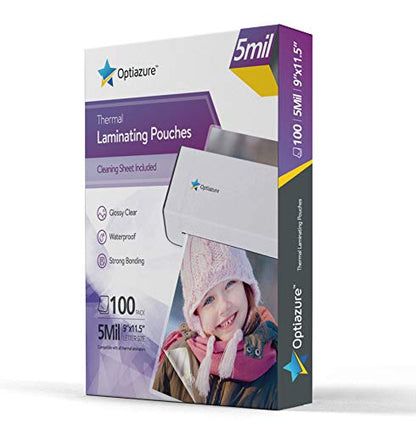 Optiazure 9" x 11.5" OPL-401 Laminating Pouches, Clear, 100 Count