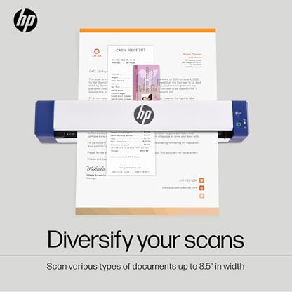HP PS100W Portable Document Scanner - Wi-Fi, 300 DPI - Compact Document Scanner