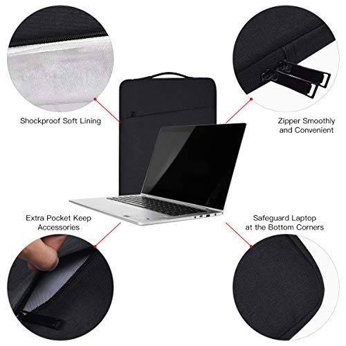iKammo 14 Inch Laptop Sleeve Black Nylon Travel Pouch Waterproof Modern Soft