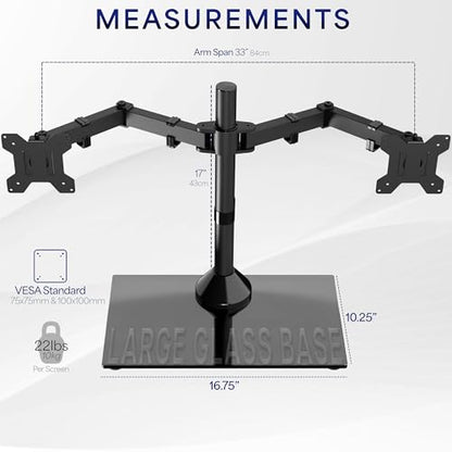 VIVO 32 inch STAND-V002FG Tabletop Mount Monitor Arm Adjustable Dual 13-32 inch