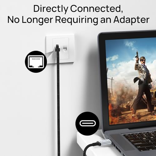 Dutevolns 10 Feet NW0002-3M-S RJ45 USB Type C Ethernet Cable Cat 6 1000Mbps Male-to-Male