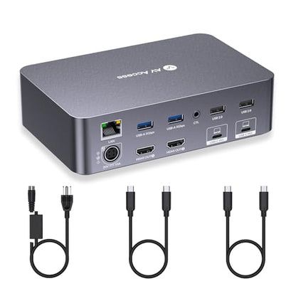 v AV Access iDock-C20-US KVM Switch 2 Monitors 4K@60Hz 120W USB-C Docking Station KVM