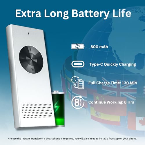Enence V3 Pocket Language Translator Device, 4.92 x 2.64 x 1.5 inches, 2.92 ounces, Lithium Ion Battery