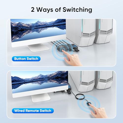 Hearvo 1 Monitor 2 Computers HDMI KVM Switch S7232H 4K@60Hz USB 3.0