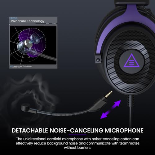 EKSA E900 Wired Headset, Model E900, 50mm Driver, 3.5mm Jack, Over-Ear Design, Audio Accessories
