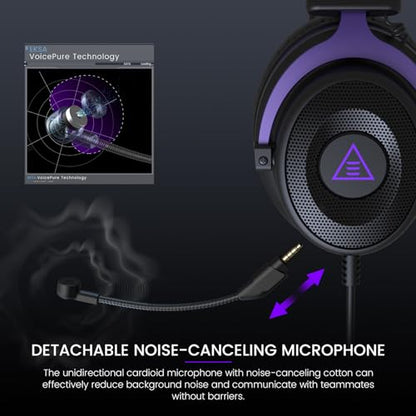 EKSA E900 Wired Headset, Model E900, 50mm Driver, 3.5mm Jack, Over-Ear Design, Audio Accessories