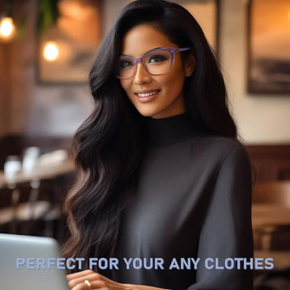 ORANZI 55mm OZ01 Blue Light Blocking Reading Glasses 1.5D Polycarbonate Full Rim Cat-Eye Style