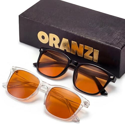 ORANZI 2 Count OG01 Blue Light Blocking Glasses Adult 52mm Lens Width TR90 Material Full Rim