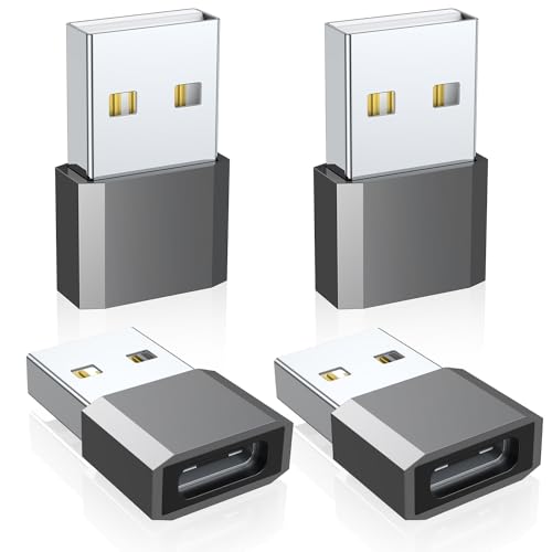QianLink USB C to USB Male Adapter 4 Pack, Aluminum Alloy, 25 Watts, Type A Connector