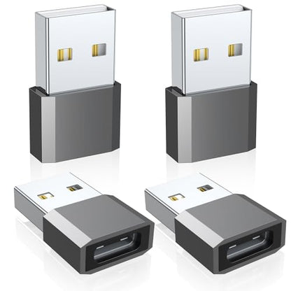 QianLink USB C to USB Male Adapter 4 Pack, Aluminum Alloy, 25 Watts, Type A Connector