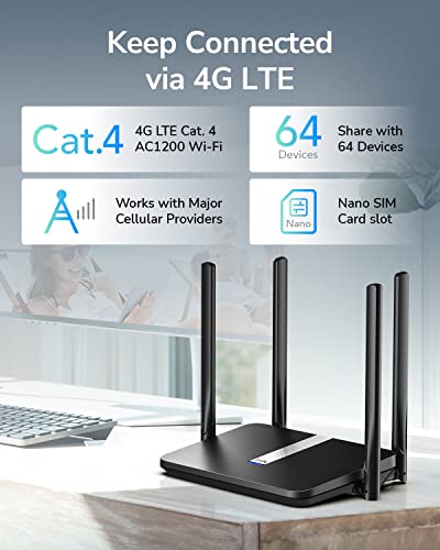 Cudy 4G LTE Dual-Band Router LT500 AC1200 1200Mbps Wi-Fi Dual Band