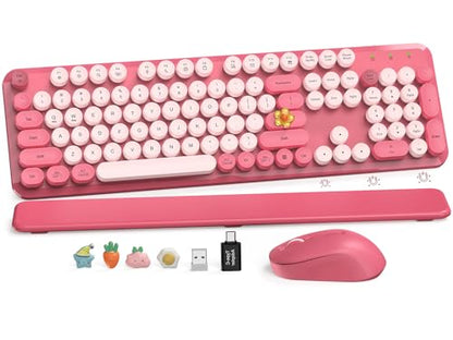 SABLUTE 1 Count CK23 Wireless Keyboard and Mouse Combo Hot Pink QWERTY Optical 104 Keys