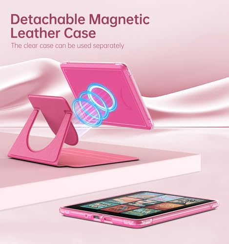 MoKo Case 7" Kindle Paperwhite 12th Gen. and Colorsoft 1st Gen. Auto Sleep/Wake Magnetic Detachable Stand A-Raspberry