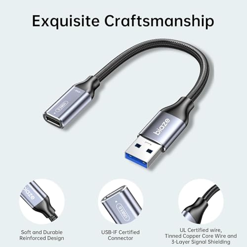 Biaze A168-US USB C Female to USB Male Adapter 10Gbps Data Transfer USB A to USB C Converter
