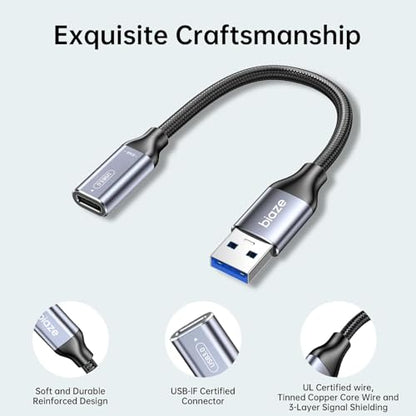 Biaze A168-US USB C Female to USB Male Adapter 10Gbps Data Transfer USB A to USB C Converter