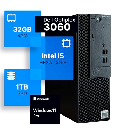 Dell Optiplex 3060 Tower PC | Intel Core i5-8500 | 1TB SSD | 32GB DDR4 RAM | Windows 11 Pro | Black