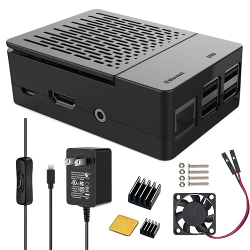 iUniker Mini ITX Raspberry Pi 3 Cooling Case - 5V 15W Power Supply - 2 USB 2.0 Ports - 1 USB 3.0 Port - 3 Cooling Fans - Plastic Enclosure - Black