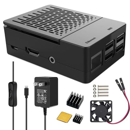 iUniker Mini ITX Raspberry Pi 3 Cooling Case - 5V 15W Power Supply - 2 USB 2.0 Ports - 1 USB 3.0 Port - 3 Cooling Fans - Plastic Enclosure - Black