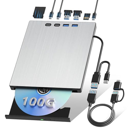 juwuoi External Blu-ray Drive USB 3.0 Type-C BD-R/RE/ROM 100GB CD/DVD Reader Model 0759357095411