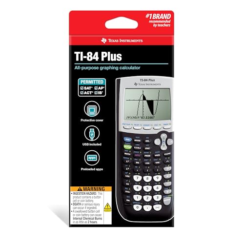 Texas Instruments TI-84 Plus 3" LCD Graphing Calculator Battery Powered 1 Lithium Metal