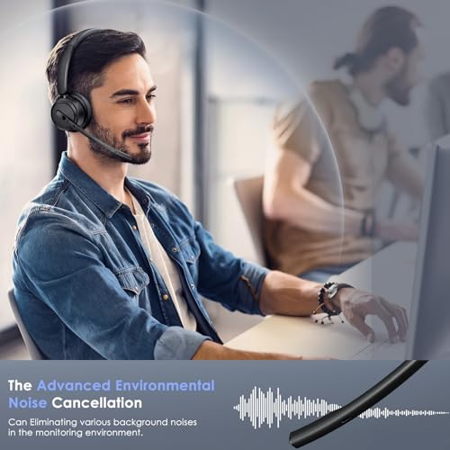 Mopchnic 1.0 Wireless Headset DH18 Noise Cancelling On-Ear Bluetooth Compatible with USB Dongle