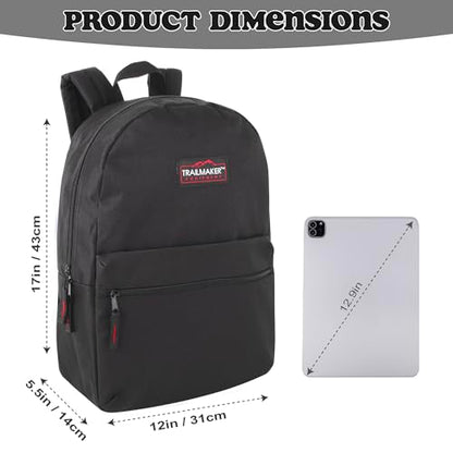 Trail Maker 4041 Black Daypack Backpack for Kids - 17" Size - Adjustable Padded Straps - 20 Liters