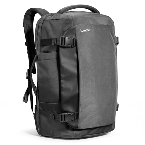 tomtoc 40L T66M1D1 Daypack Backpack, Black, Water Resistant Travel Pack with Laptop Compartment