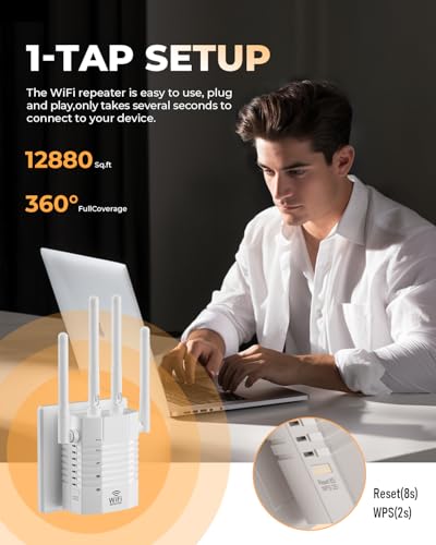 GEYILO 105 Devices WD-R1205U 1.2Gbps 5GHz WiFi Extender with EasyMesh and One Ethernet Port