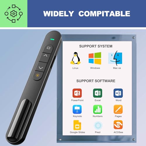 QUI Wireless Presenter BK600 Ergonomic 328 ft USB Remote Clicker with 6 Buttons