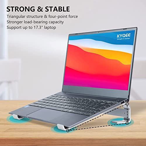 KYQEE 9.8 x 10.2 x 2.6 inches Laptop Stand LS01 Silver Aluminum Ergonomic Tabletop