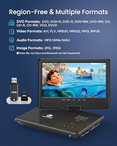 WONNIE 10.5 Inch W-1068 1024x600 Portable DVD Player