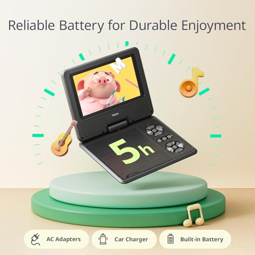 YOTON 7.5" YD075 Portable DVD Player, 800x480 Resolution, LCD Display, Standard DVD and CD Formats