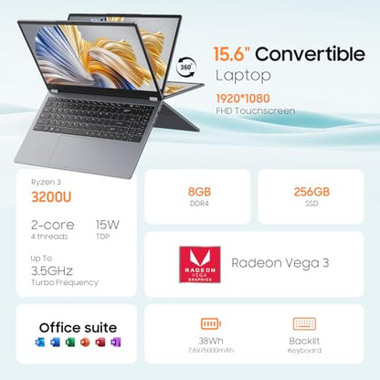 EYY 15.6" Yoga 3200U 1920x1080 2 in 1 Laptop