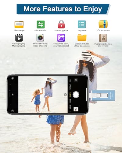 GNASEET 256GB USB Flash Drive USB 2.0 20MB/s Read/Write Compatible with iPhone Android Devices