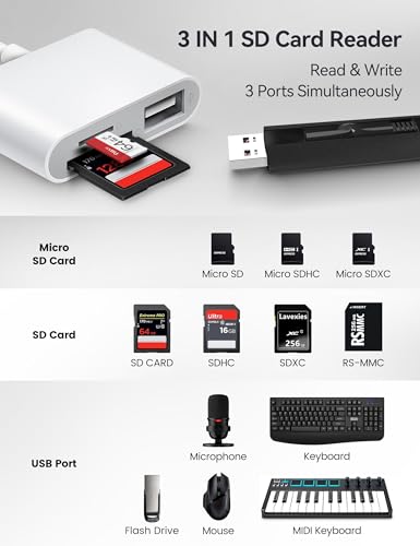 BnmxTek USB C to SD Card Reader BNMX_US_C4-B, White, 3-Slot, USB 3.0, Type C, Adapter