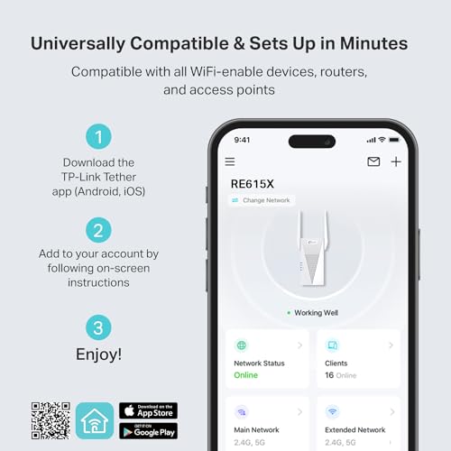 TP-Link RE615X 1800Mbps Dual-Band WiFi 6 Range Extender