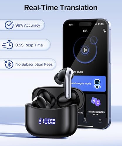 OKEEFE X15 Wireless Translation Earbuds 164-Language Support Touch Control Black