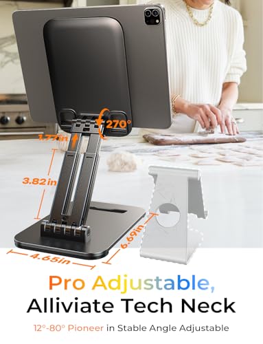 LISEN 2E56 Adjustable Tablet Stand Black Plastic Ergonomic Tabletop Holder