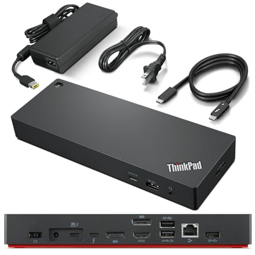 Lenovo 6"L x 3"W x 1"H 40B00135US Docking Station with Thunderbolt 4, 11 Ports, 100 Watt Power Supply, Black