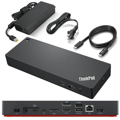 Lenovo 6"L x 3"W x 1"H 40B00135US Docking Station with Thunderbolt 4, 11 Ports, 100 Watt Power Supply, Black