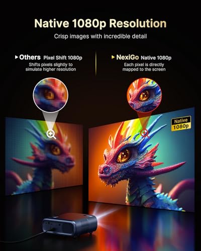 NexiGo 11.3x10.78x4.8 Inches PJ40 Ultra 800 ANSI Lumens Native 1080p Video Projector