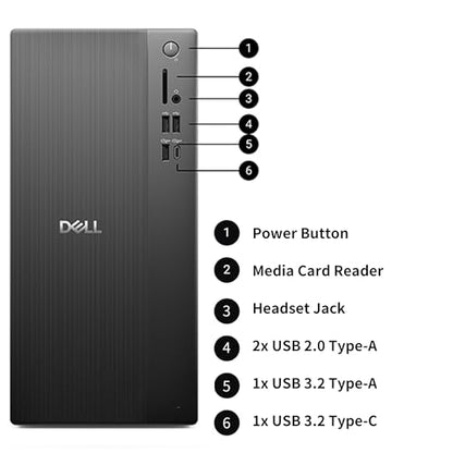 Dell ECT1250 Tower Desktop, Intel Core Ultra 5, 16GB DDR5 RAM, 512GB PCIe SSD, Windows 11 Pro