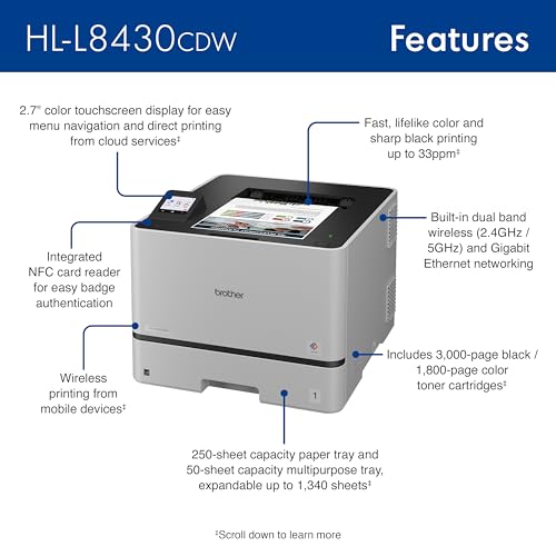 Brother HL-L8430CDW 2400x600 DPI Color Laser Printer