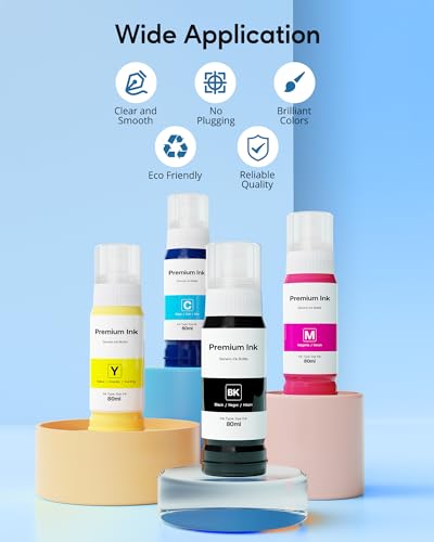 CEEBOO 522 5 Pack 80ml Black, Magenta, Yellow, Cyan Ink Supply 9700 Page Yield Compatible EcoTank ET Series