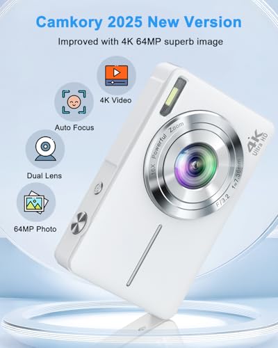 CAMKORY Compact Digital Camera DC413 64MP JPEG 16:9 CMOS Point and Shoot