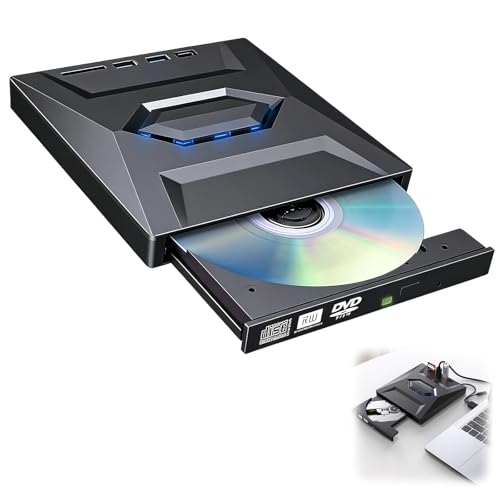 Linyuant External Blu-ray Drive BD/DVD/CD Optical Writer USB-A/USB-C